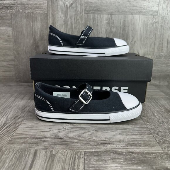 Converse CTAS Dainty Mary Jane Toddler size 10 Black White Slip On Shoes - Picture 1 of 9